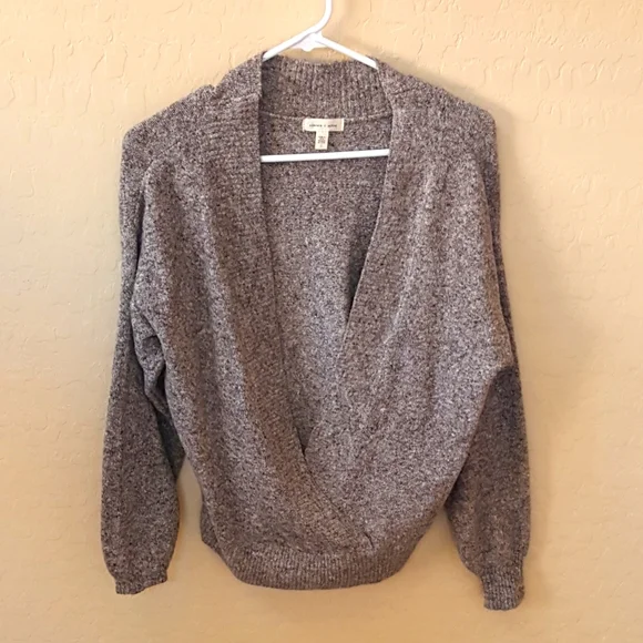 Silent + Noise Open Front overlap Sweater Grey Brown - Picture 2 of 6